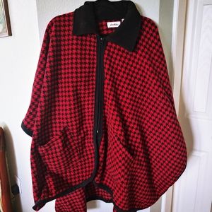Zip up plaid poncho